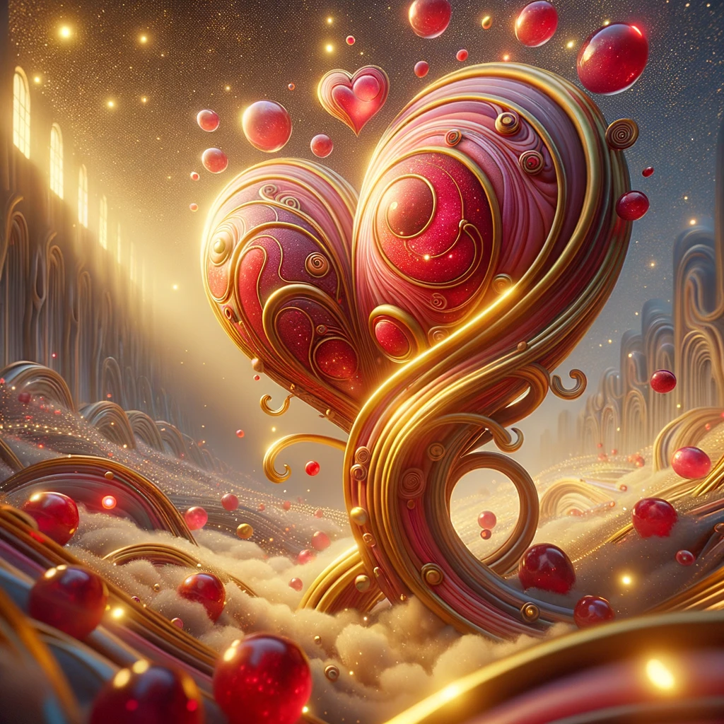 Abstract representation of love with intertwining hearts, symbolizing the complexity of romantic connections