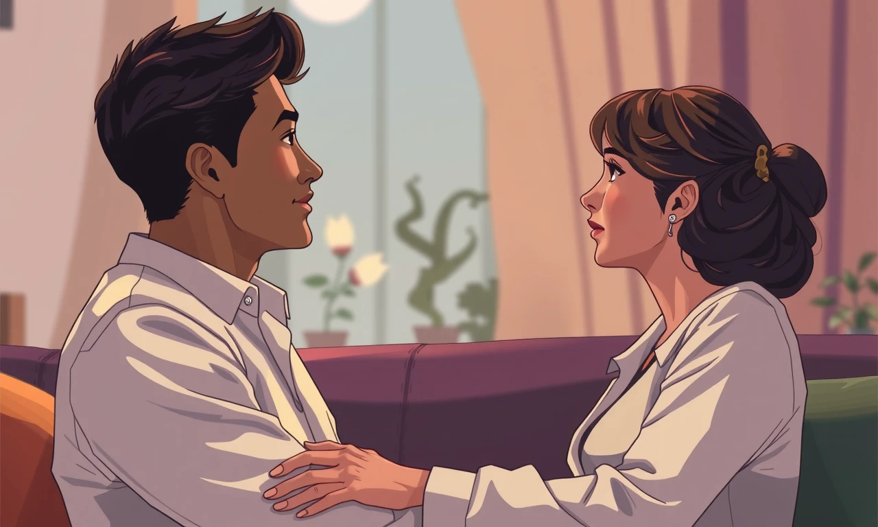 Artistic illustration: Two people in deep conversation about their future, showing trust and connection