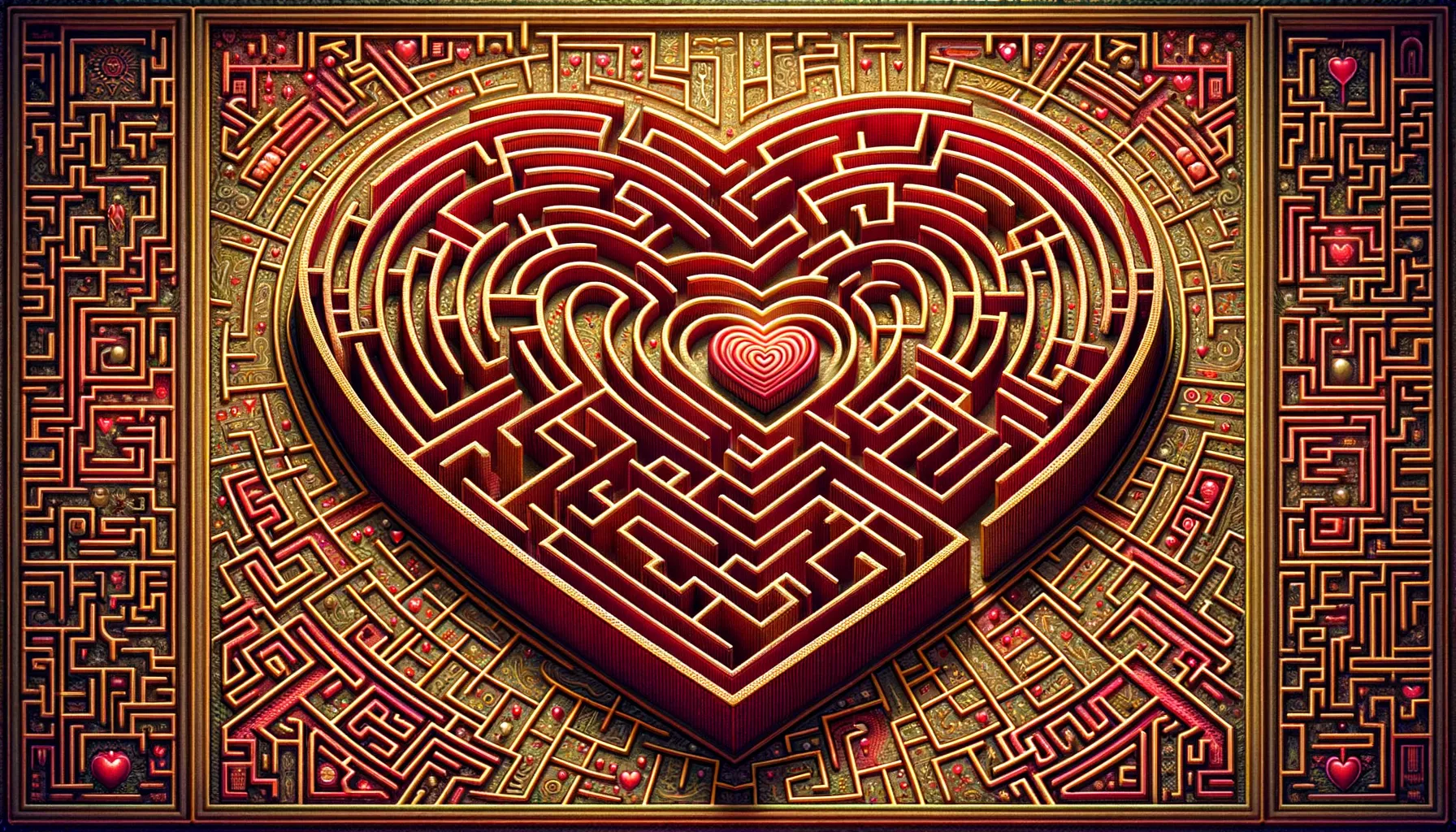 Like navigating the intricate twists of a golden-red labyrinth, the journey to the heart of love is a complex affair, mirroring the multifaceted nature of modern dating dynamics. Each turn represents a choice, a challenge, and a chance to find the connection that lies at the core of our desires.