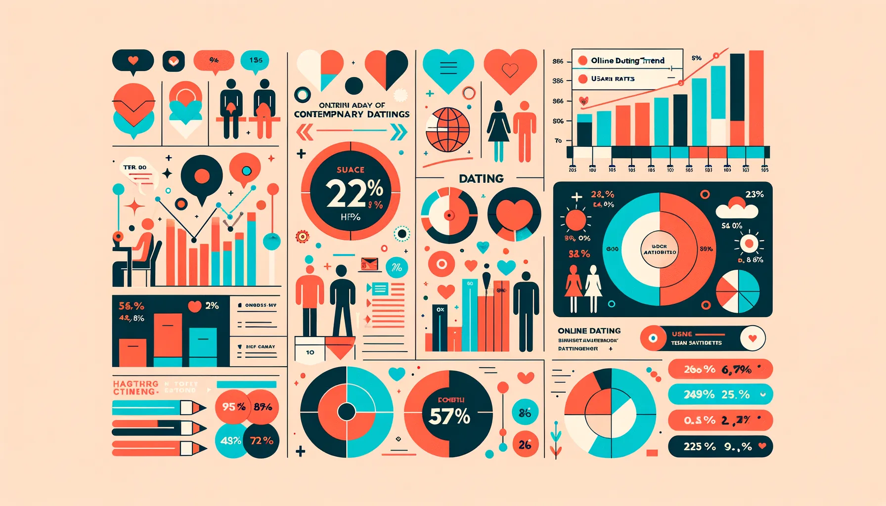 Peering through the lens of data: This infographic offers a snapshot of the vibrant and multifaceted world of dating today, revealing not just numbers, but the human pursuit of connection in a digital age. Each statistic tells a story of aspirations, challenges, and the relentless search for love.