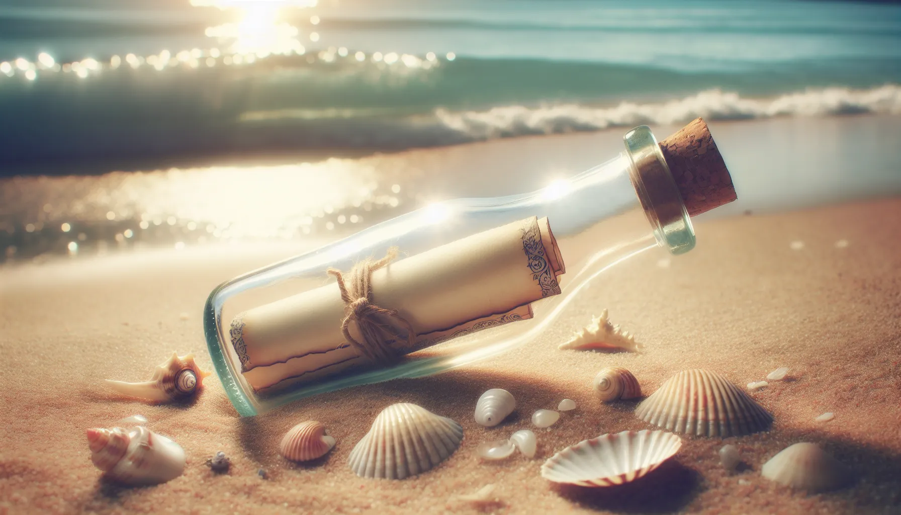 This bottled invitation, nestled in the embrace of golden sands, whispers of a love as deep as the ocean, beckoning guests to the serene altar by the sea.