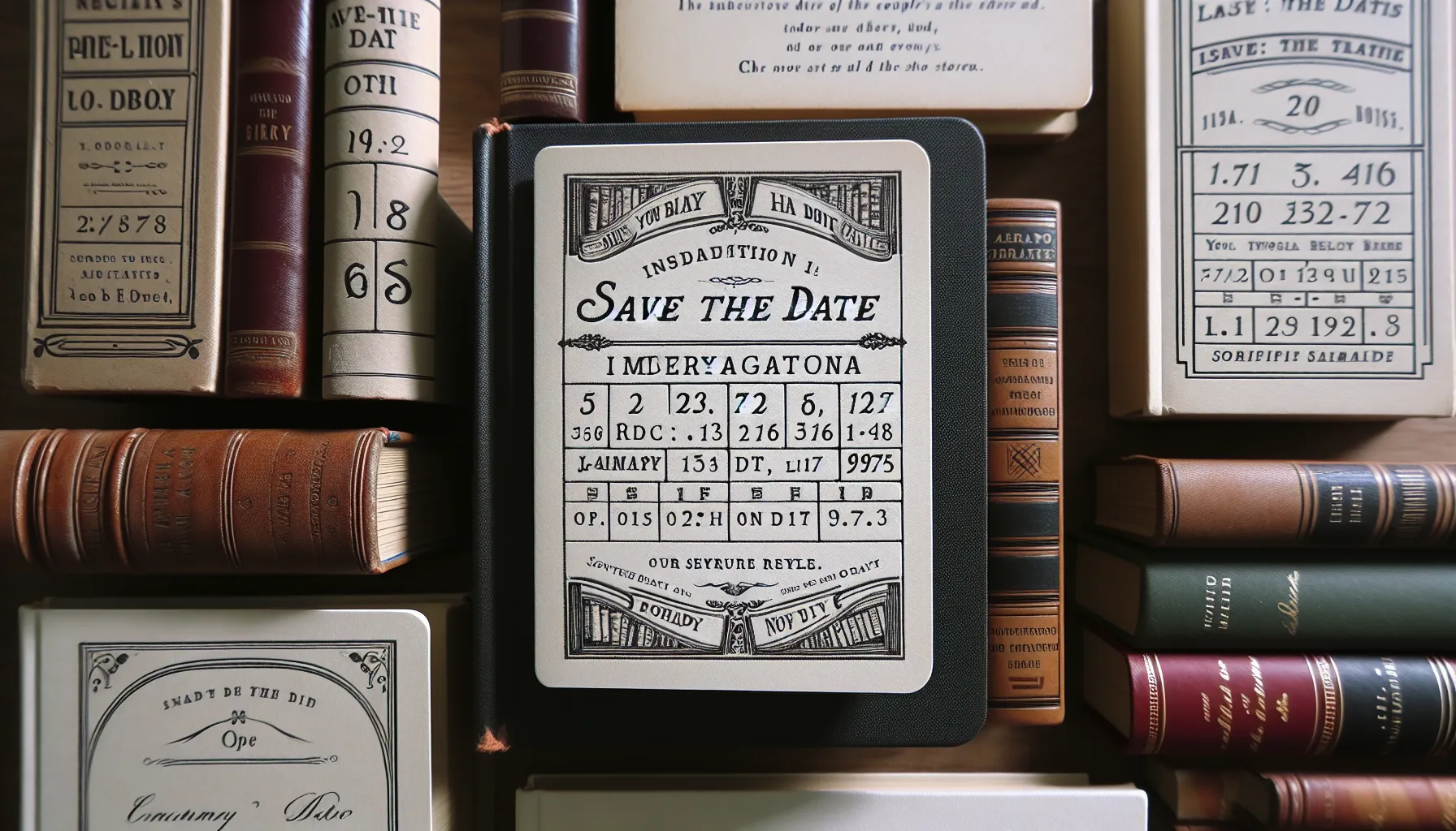 This library card, a token of timeless romance, invites guests to 'check out' the next chapter in a love story that rivals the classics surrounding it.