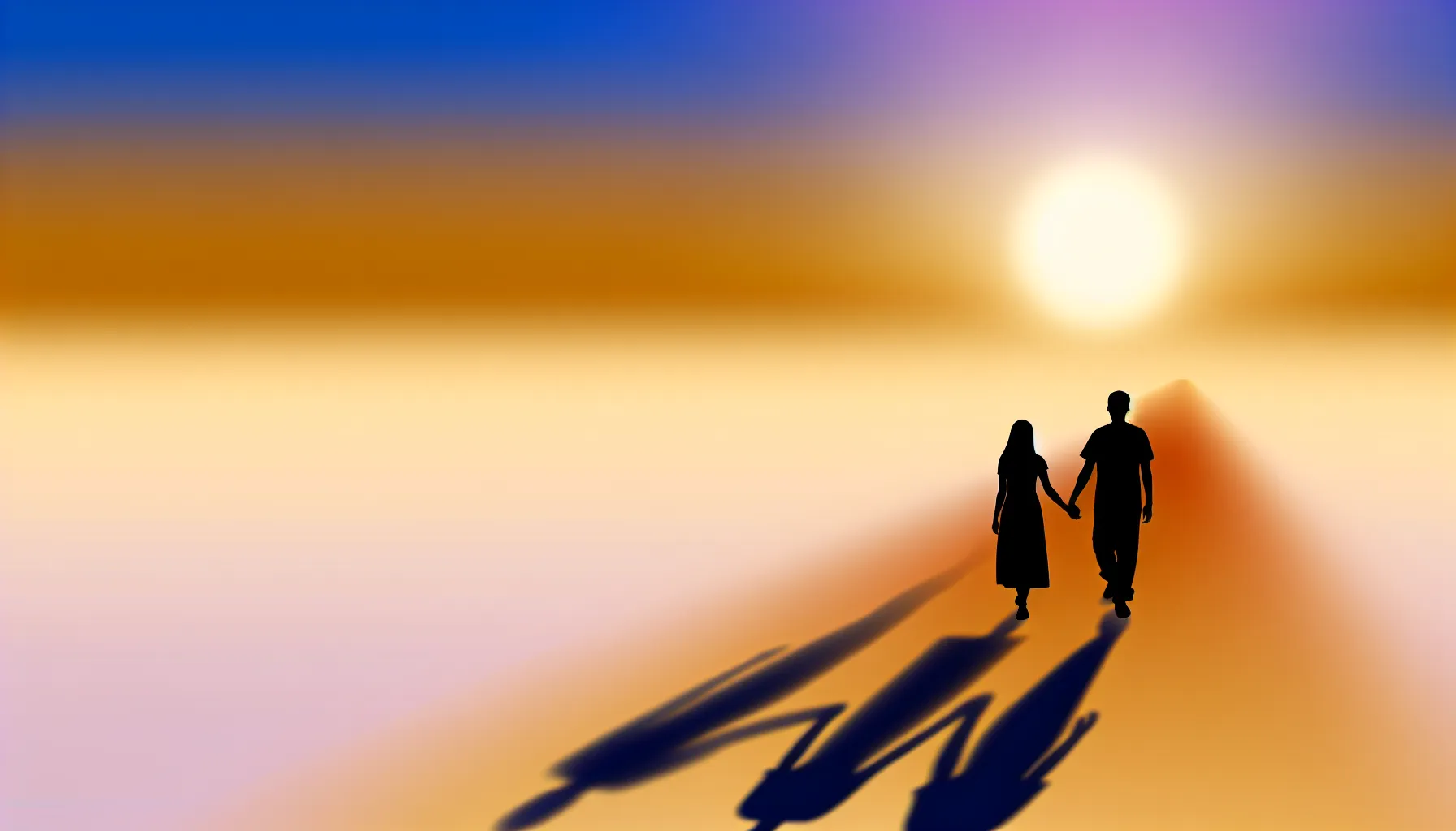 <strong>Together, they walk</strong>—not just on a path illuminated by the sun's farewell kiss but on a shared journey through life's tapestry, hand-in-hand, their connection a silhouette against the canvas of time.