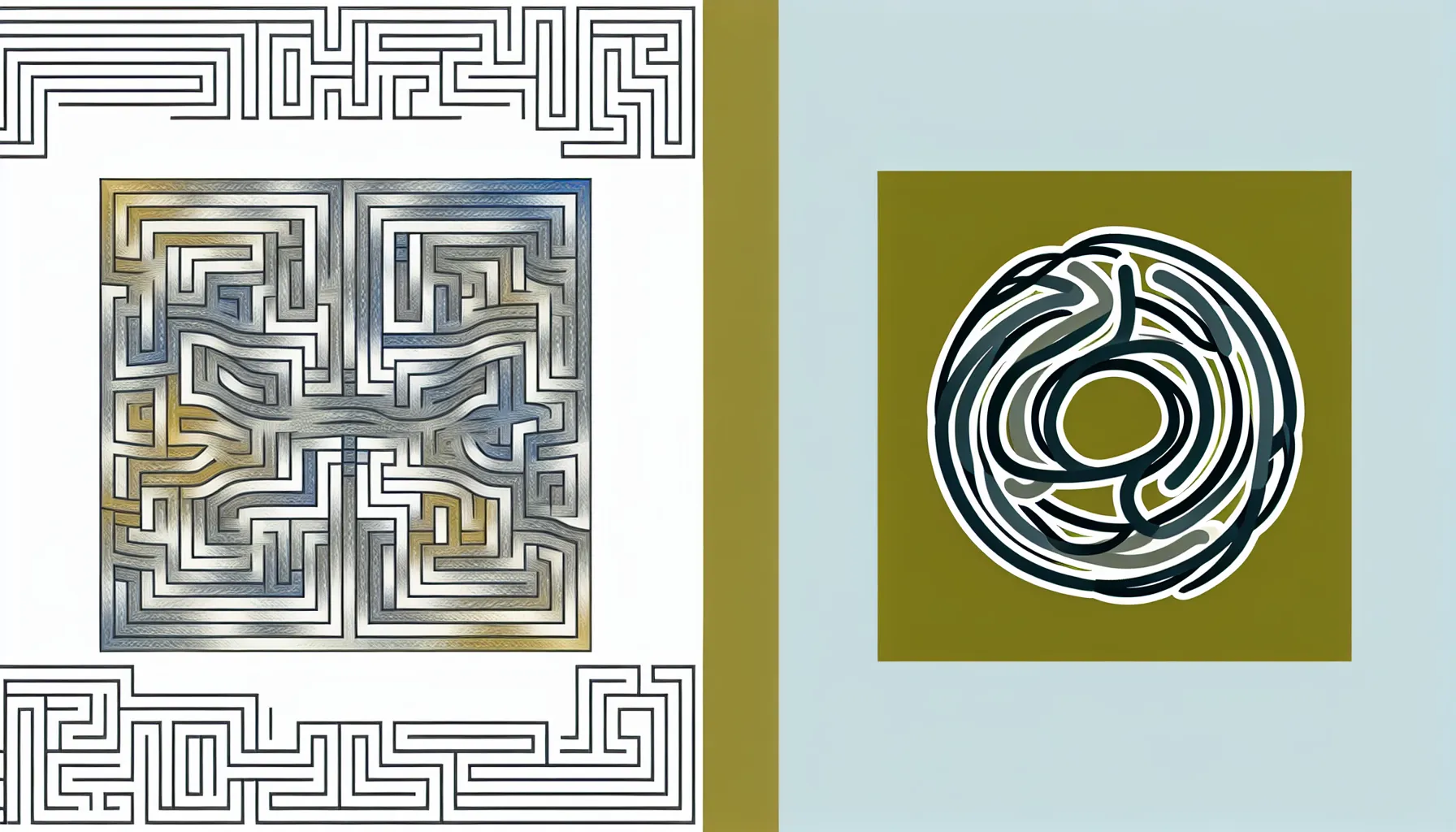 <strong>From Entanglement to Enlightenment:</strong> This image embodies the journey from the convoluted maze of distrust to the harmonious tapestry of restored faith, mirroring the transformative process of addressing and overcoming trust issues in relationships.