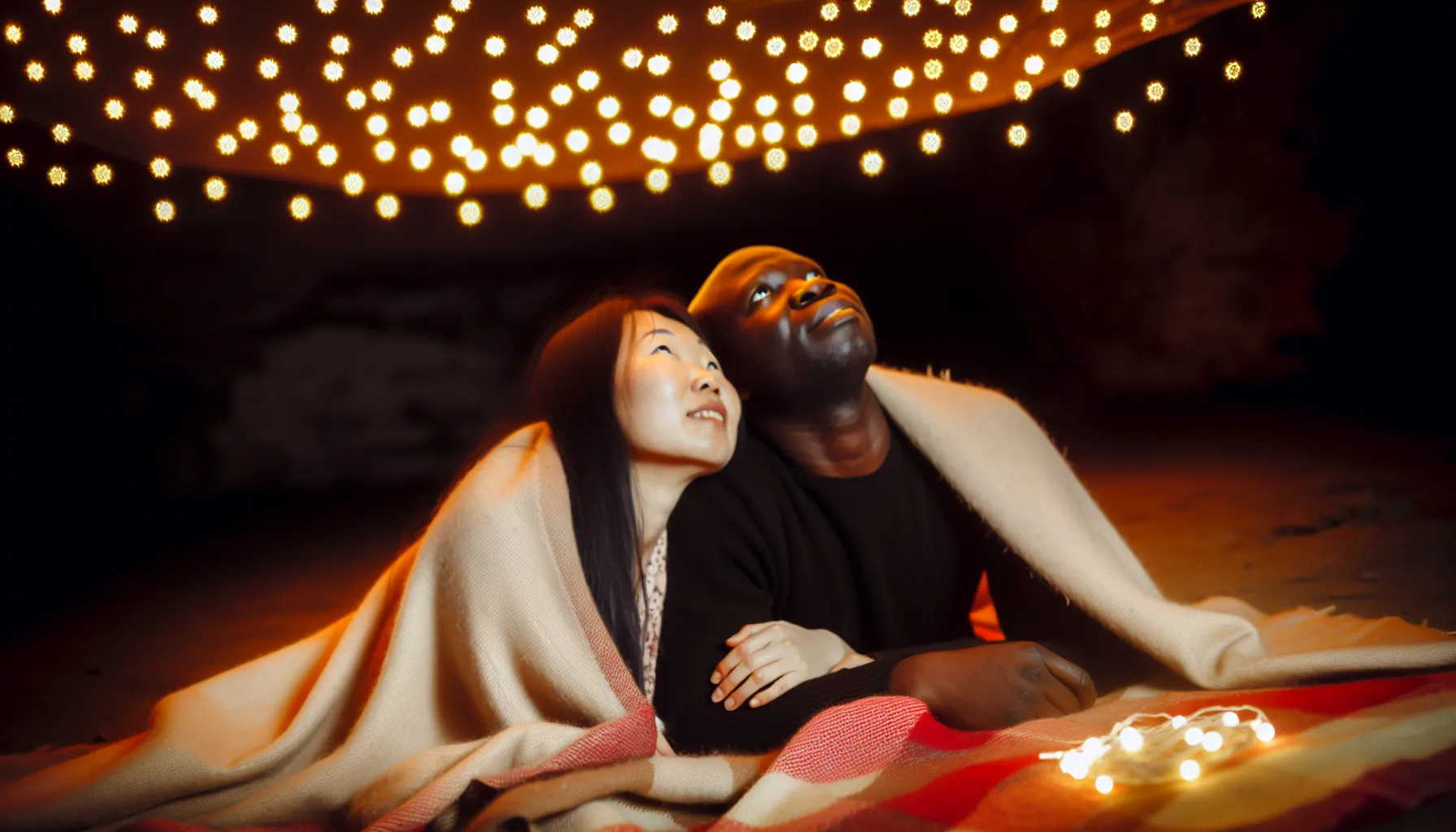 <strong>Under the veil of night</strong>, a couple finds solace in a shared whisper, their laughter mingling with the gentle twinkle of lights—a visual ode to the <strong>intimate tapestry of weeknight rendezvous</strong>.