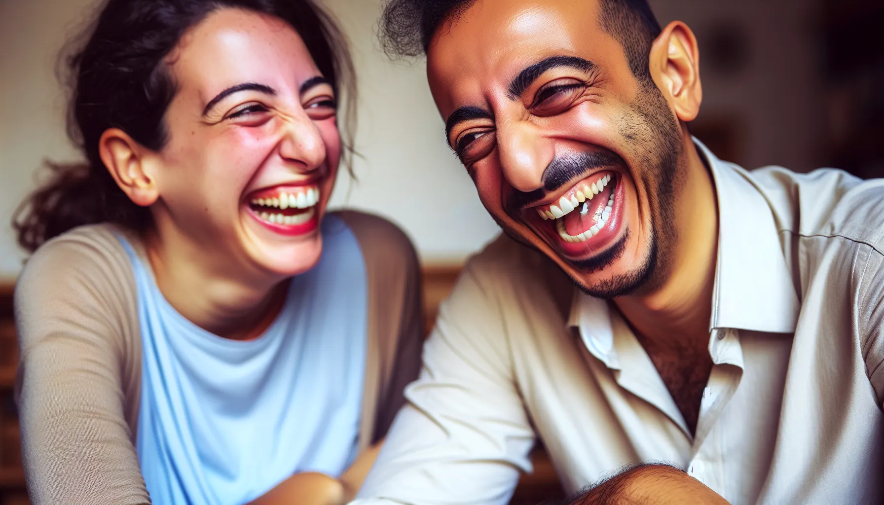 Two people sharing a moment of laughter