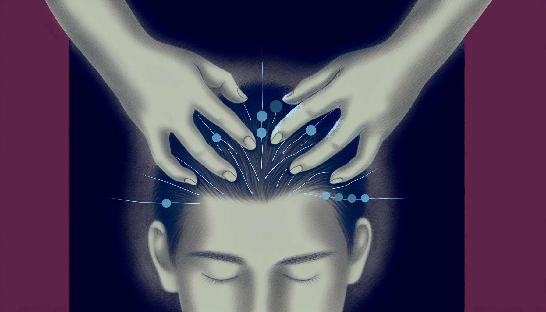 Artistic depiction of a scalp massage