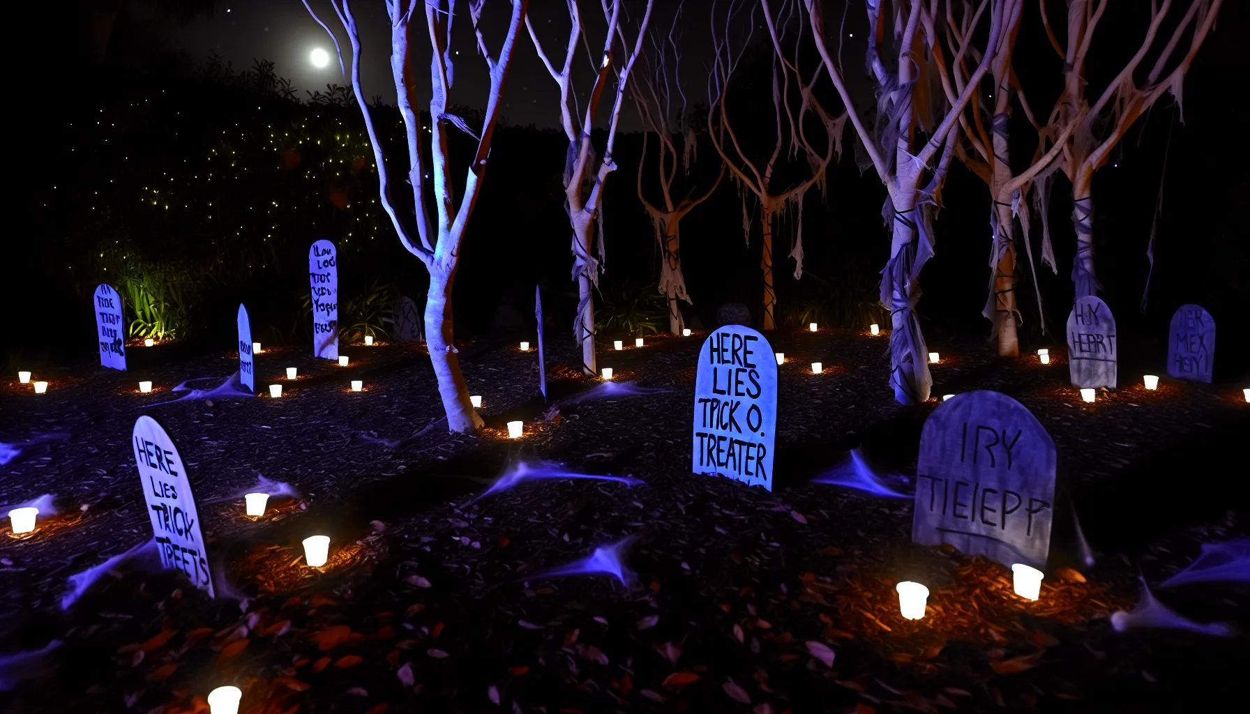 Decorated yard capturing the essence of Halloween