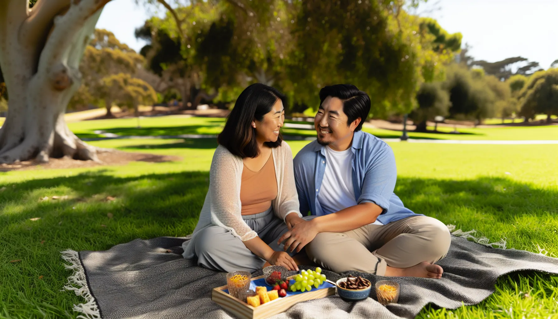 couple enjoying a picnic in the park