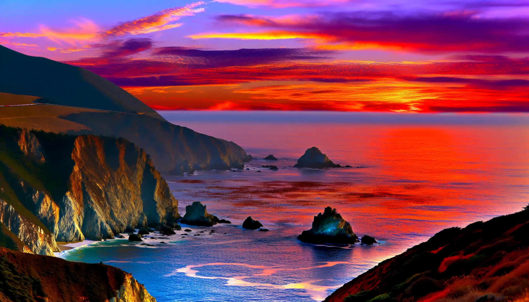 Big Sur coastline at sunset