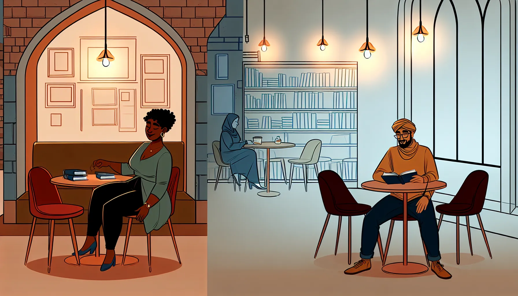 Private and heartfelt conversation at a serene coffee shop